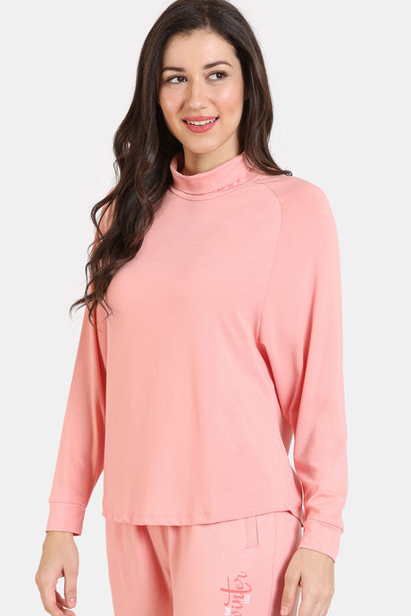 Zivame Lounge Viscose Blend Sweatshirt - Coral Cloud — image 3